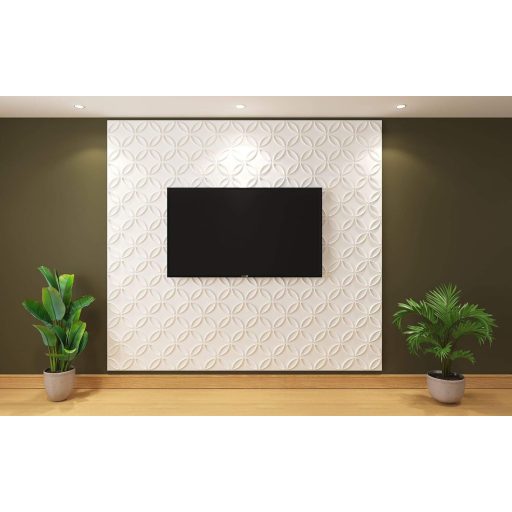 Art3d Panou de Perete 3D PVC - Alb Mat Cercuri Împletite - Decor Interior pentru Casă sau Afacere - Rezistent la Apă - 50x50 cm - 12 buc/pachet -