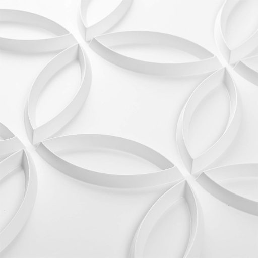 Art3d Panou de Perete 3D PVC - Alb Mat Cercuri Împletite - Decor Interior pentru Casă sau Afacere - Rezistent la Apă - 50x50 cm - 12 buc/pachet -