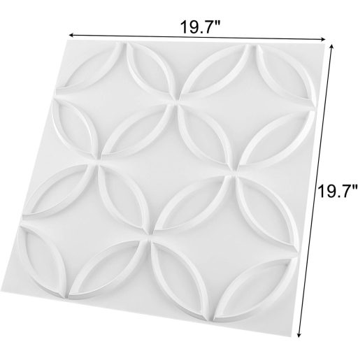 Art3d Panou de Perete 3D PVC - Alb Mat Cercuri Împletite - Decor Interior pentru Casă sau Afacere - Rezistent la Apă - 50x50 cm - 12 buc/pachet -