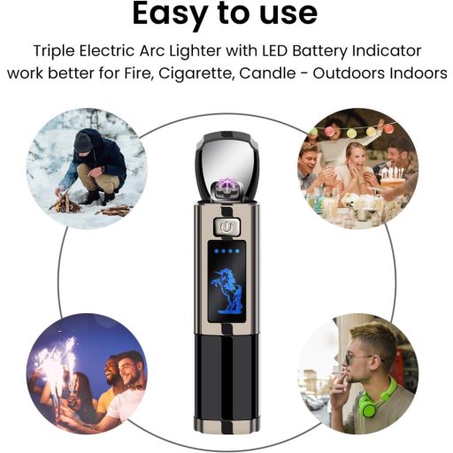 Brichetă electrică USB AngLink, cu plasmă rezistentă la vânt și ecran LED