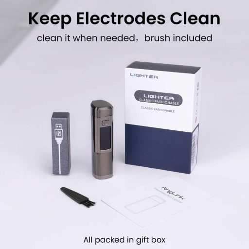 Brichetă electrică USB AngLink, cu plasmă rezistentă la vânt și ecran LED