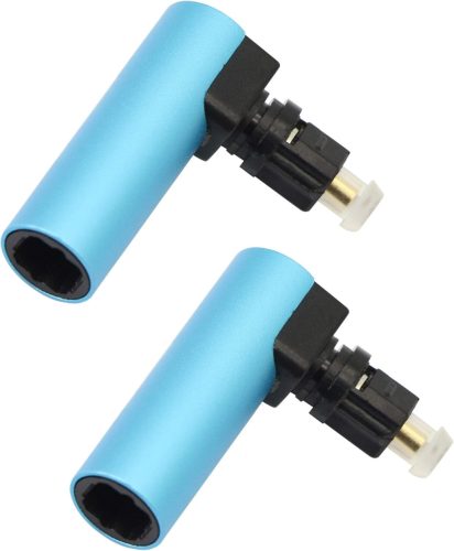 GINTOOYUN 360 Fokos Digitális Optikai Toslink Adapter - 90 Fokos Derékszögű Csatlakozó, Kék, 2 db - Zajmentes Hangátvitel Házimozi Rendszere