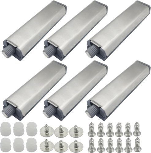 CTRICALVER Set de deschidere magnetică pentru uși și sertare, cu apăsare - 6 buc. Mecanism fără mânere din oțel inoxidabil și plastic ABS