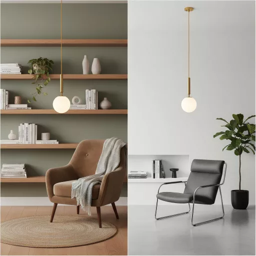 LFsem Staklena Viseća Lampa Nordijskog Stila Plafonska Lampa Bijela Mat