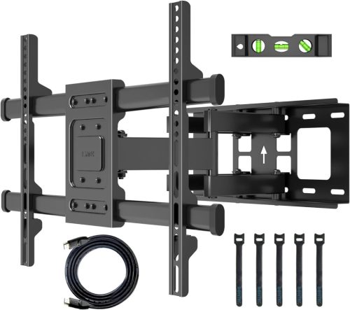 Suport de perete TV Bontec pentru ecrane plate și curbate de 32-80 inch, înclinabil și rotativ, sarcină maximă 60 kg, compatibil VESA 600x400 mm