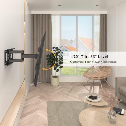 Nástenný držiak na TV Bontec pre ploché a zakrivené obrazovky 32-80 palcov, naklápací a otočný, nosnosť 60 kg, kompatibilný s VESA 600x400 mm