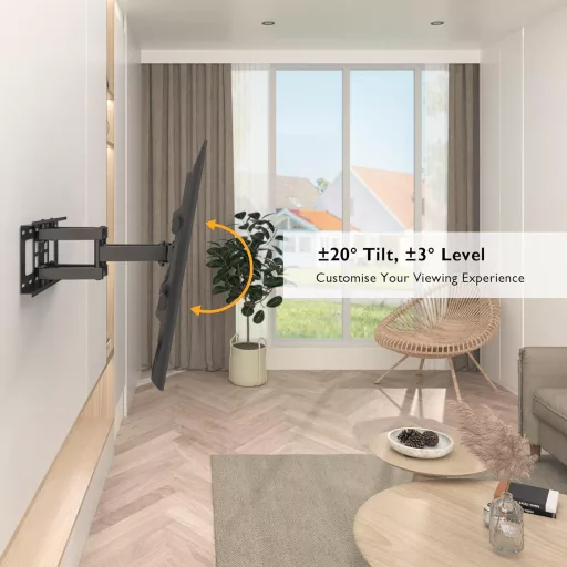 Bontec TV Fali Tartó 32-80 Colos Lapos és Ívelt Képernyőkhöz, Dönthető-Forgatható, 60 kg Teherbírás, VESA 600x400 mm Kompatibilis