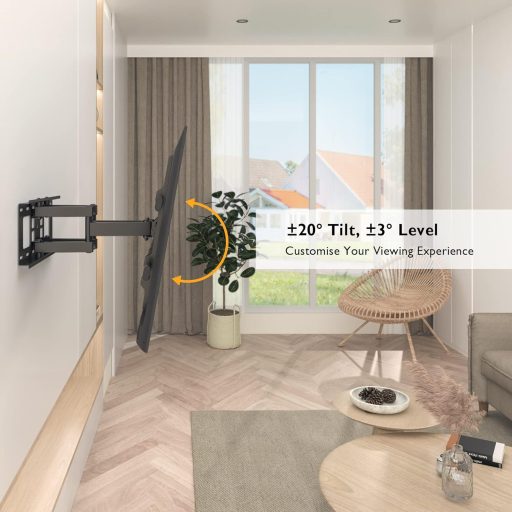 Bontec TV Fali Tartó 32-80 Colos Lapos és Ívelt Képernyőkhöz, Dönthető-Forgatható, 60 kg Teherbírás, VESA 600x400 mm Kompatibilis