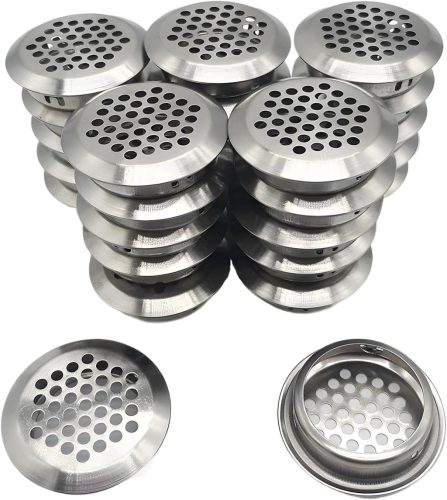 CTRICALVER Grilă de ventilație din oțel inoxidabil 35mm - Orificiu de aerisire rotund pentru bucătărie, dulap - Set de 27 bucăți - Gură de aerisire cu model fagure