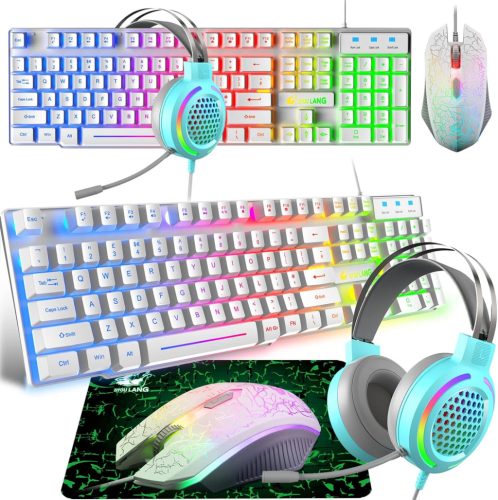 CROSS ZEBRA Gamer Szett - Szivárvány Háttérvilágítású Billentyűzet, 2400DPI Egér, 7.1 Surround Fejhallgató és Egérpad - PS4/Xbox 