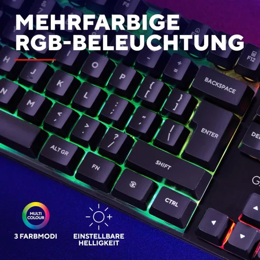 Trust Gaming GXT 835 Azor Gamer Billentyűzet RGB Világítással, Német QWERTZ, Teljes Méret