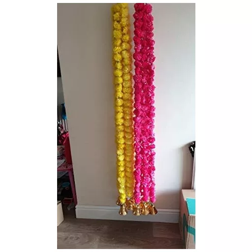 Umjetno cvijeće, Neven, Girlanda sa zlatnim zvončićima - Miješani set ukrasnih girlandi, 3 komada, 150 cm