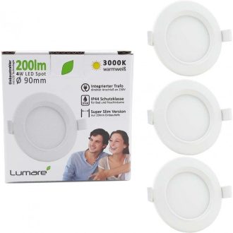   3 db LED Ultra-Flat Beépíthető Spotlámpa, Mini Vékony Mennyezeti Fények Meleg Fehérben - Újracsomagolt termék