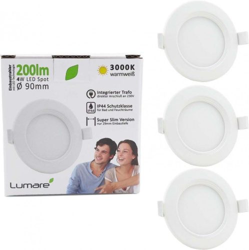 3 db LED Ultra-Flat Beépíthető Spotlámpa, Mini Vékony Mennyezeti Fények Meleg Fehérben - Újracsomagolt termék