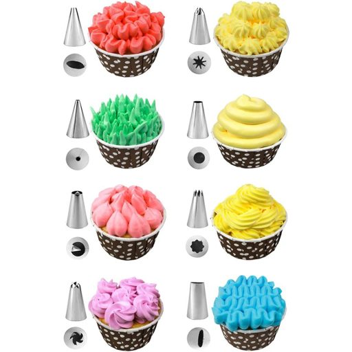 Set de 8 piese ILLUVA pentru decorarea prăjiturilor, din oțel inoxidabil - set decorare torturi, brioșe, biscuiți
