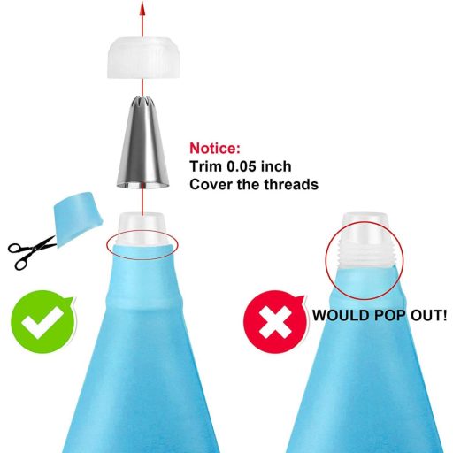 ILLUVA 8 részes rozsdamentes acél habzsák készlet sütemény díszítéshez - torta, muffin, keksz dekorációs szett