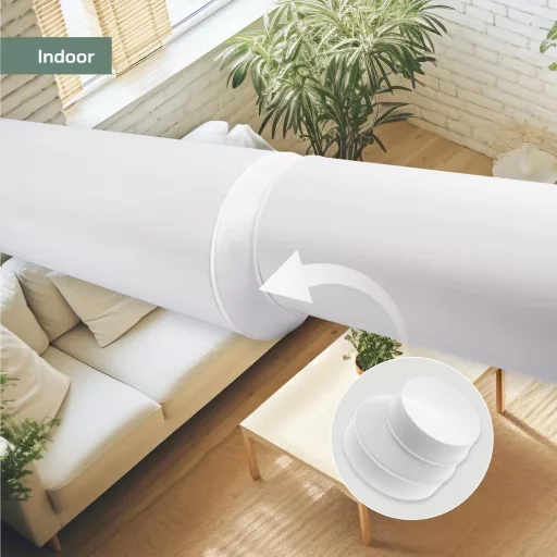 Adaptor reducție tubulatură Vent Systems 125-100 mm - Conector din plastic ABS alb pentru sisteme HVAC, conversie ușoară a conductelor de aer