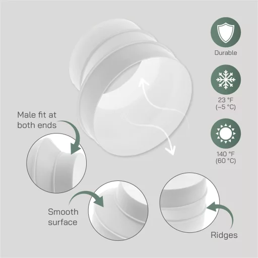 Adaptor reducție tubulatură Vent Systems 125-100 mm - Conector din plastic ABS alb pentru sisteme HVAC, conversie ușoară a conductelor de aer