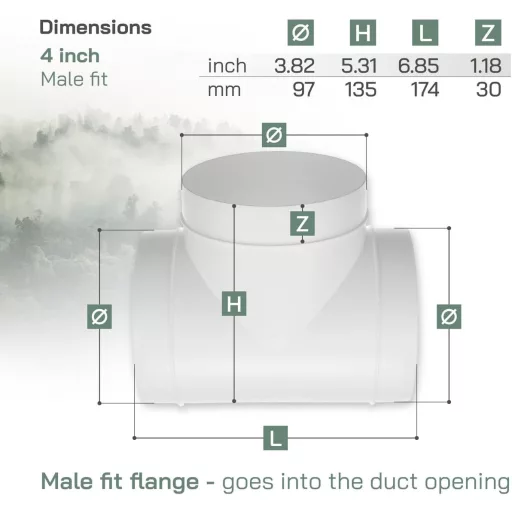 Vent Systems 100mm T-csatlakozó szellőzéshez, ABS légcsatorna adapter, háromirányú elosztó