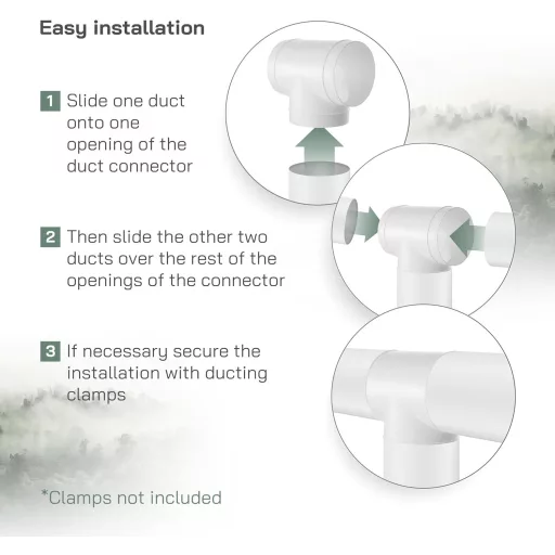 Vent Systems 100mm T-csatlakozó szellőzéshez, ABS légcsatorna adapter, háromirányú elosztó