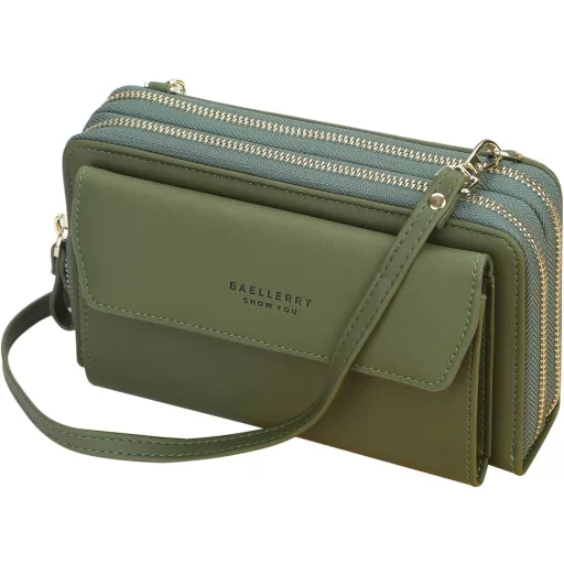 Yixuan Női Telefontartó Táska Állítható Pánttal - PU Bőr Válltáska Kártyatartóval és Dupla Cipzárral