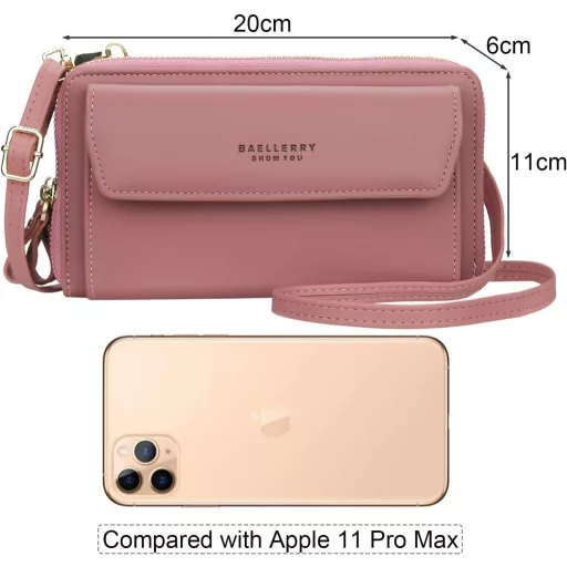 Yixuan Női Telefontartó Táska Állítható Pánttal - Zöld PU Bőr Válltáska Kártyatartóval és Dupla Cipzárral