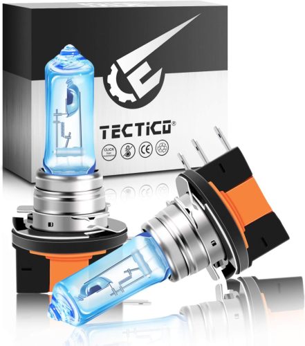 TECTICO H15 Bec Halogen 5000K Alb Ultra Cald - 130% Luminozitate, 12V Far Auto, Fază Lungă și Scurtă, Set 2 Bucăți