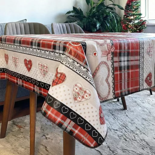 Decoser Valentinovo stolnjak 140x180 cm vodootporni stolnjak s flanelnom podlogom