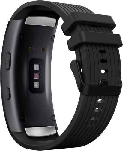 MoKo silikónový remienok na hodinky Samsung Gear Fit 2 SM-R360/Fit 2 Pro SM-R365 Smart Watch - Čierny športový náhradný náramok