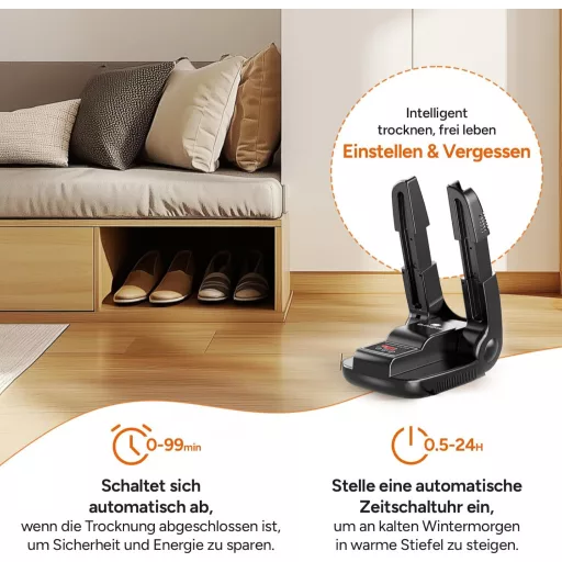 DR.PREPARE Elektromos Cipőszárító és Melegítő - Összecsukható Cipő, Csizma, Kesztyű és Sapka Szárító Időzítővel, 40-50°C Hőmérséklettel