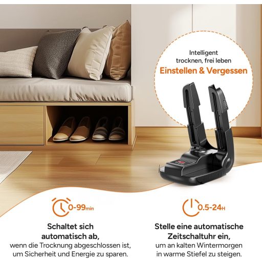 DR.PREPARE Elektromos Cipőszárító és Melegítő - Összecsukható Cipő, Csizma, Kesztyű és Sapka Szárító Időzítővel, 40-50°C Hőmérséklettel