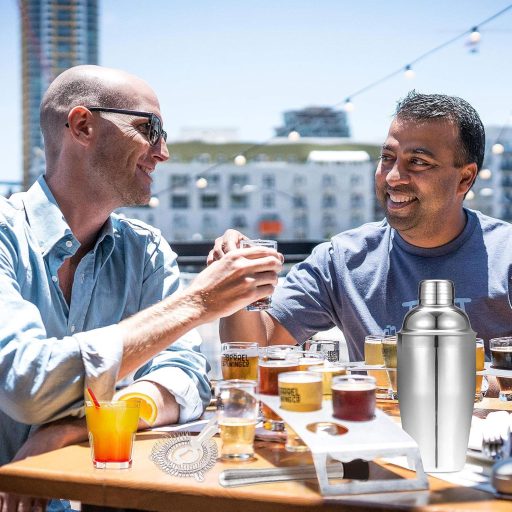 Luxus 12 részes koktélkészítő szett rozsdamentes acélból, fa állvánnyal