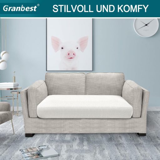 Poťah na sedadlo dvojmiestnej pohovky Granbest v krémovej farbe z elastickej spandexovej látky