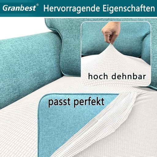 Poťah na sedadlo dvojmiestnej pohovky Granbest v krémovej farbe z elastickej spandexovej látky