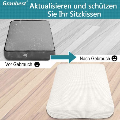 Poťah na sedadlo dvojmiestnej pohovky Granbest v krémovej farbe z elastickej spandexovej látky