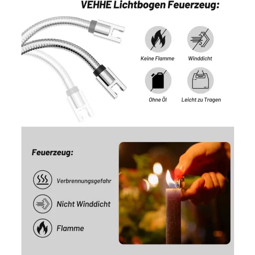 VEHHE brichetă electrică cu arc, reîncărcabilă USB