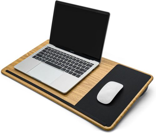 ergomi Laptop Párna Tálca - Ágyban/Kanapén Használható Notebook Tartó, Fa Hatású Asztallap 17" Laptopokhoz, Csúszásgátló Felülettel, Otthoni