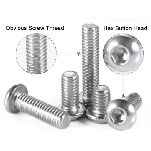 ABSOK 100db M5 Hatlapfejű Csavar Készlet 20-40mm 304 rozsdamentes acél teljes menetes gépi csavarok fényes felülettel
