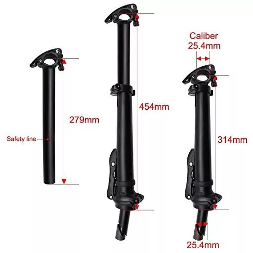 Pipă pliabilă pentru bicicletă SENQI 25,4 mm din aluminiu, cu dinți, reglabilă, negru