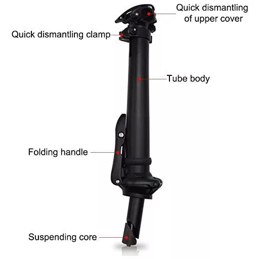 Pipă pliabilă pentru bicicletă SENQI 25,4 mm din aluminiu, cu dinți, reglabilă, negru