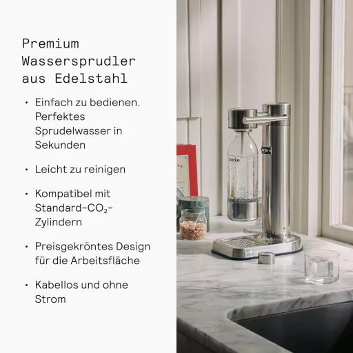 Aarke Carbonator 3 rozsdamentes szódavízgép PET palackkal, SodaStream kompatibilis - Stainless Steel