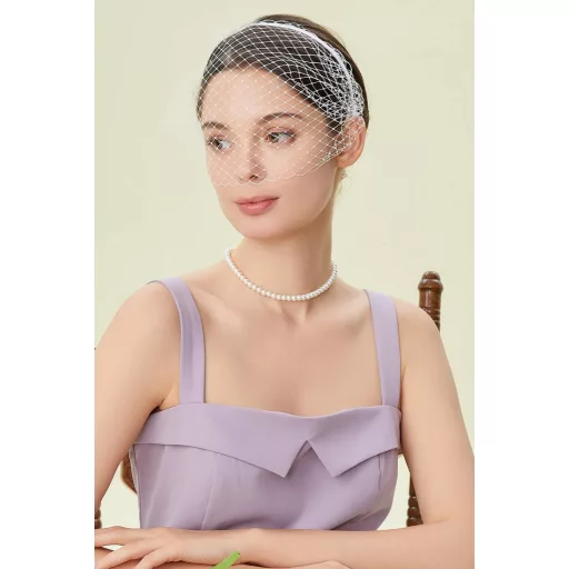 BABEYOND Pălărie Elegantă Tip Fascinator pentru Femei, Bentiță cu Voal, Albă, Stilul Anilor 1920, Accesoriu Costum pentru Nuntă, Cocktail sau Halloween
