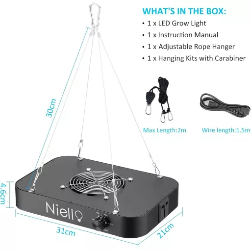 Niello L-ZB 2021 LED növénylámpa IR UV teljes spektrum 120x120 cm