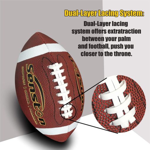 Lopta na americký futbal Senston, veľkosť 5, odolný syntetický kožený povrch, mäkká na dotyk, pre mládež, štýl NFL, hnedá