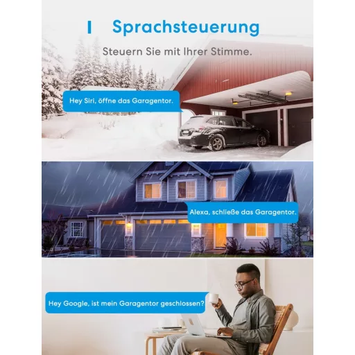 meross Smart WiFi Garázskapu Nyitó, Alexa és Google Asszisztens Kompatibilis - HomeKit, Single