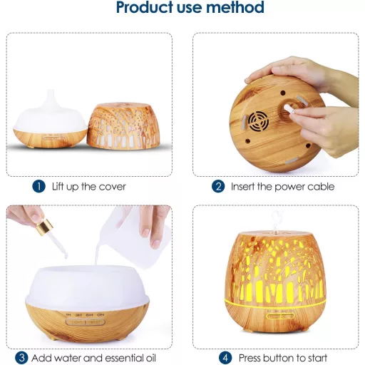 Simpeak 400ml ultrahangos aromadiffúzor LED világítással és távirányítóval