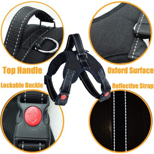 Musonic prozračna pseća oprsnica, podesiva, udobna, s povodcem, za male, srednje i velike pse, za šetnju i trening, crna