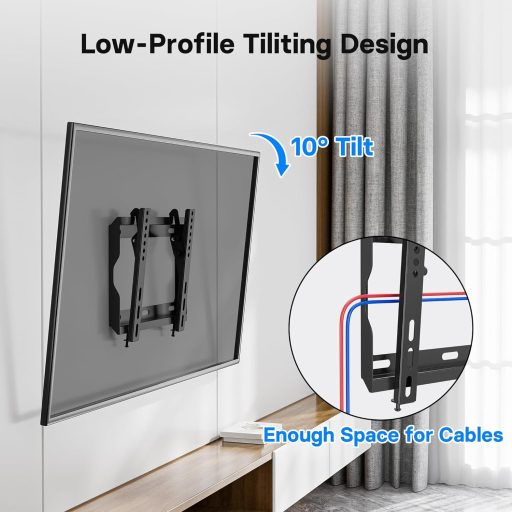 BONTEC TV Fali Tartó 17-45 Colos LED LCD OLED Képernyőkhöz, Dönthető Konzol 30 kg Teherbírással, VESA 200x200 mm, Légpárnával