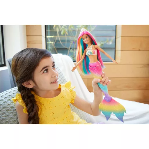 Barbie Dreamtopia Szivárvány Sellő Baba Színváltó Hajjal - Vízzel Aktiválható Játék 3-8 Éves Lányoknak, GTF89