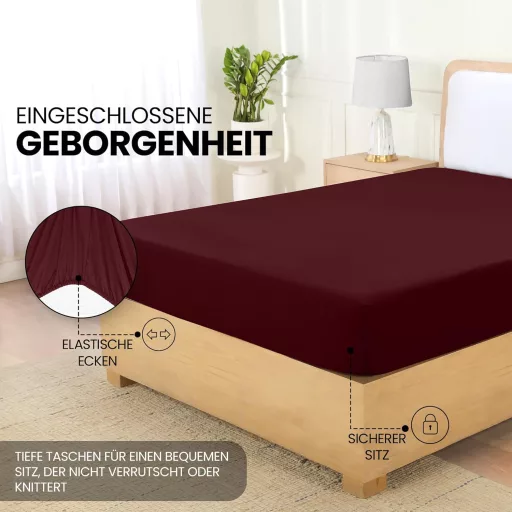 Mikroszálas mélyzsebes gumis lepedő, bordó, 160x200 cm, 35 cm magas matrachoz, bőrbarát Oeko-Tex tanúsítvánnyal, könnyen mosható